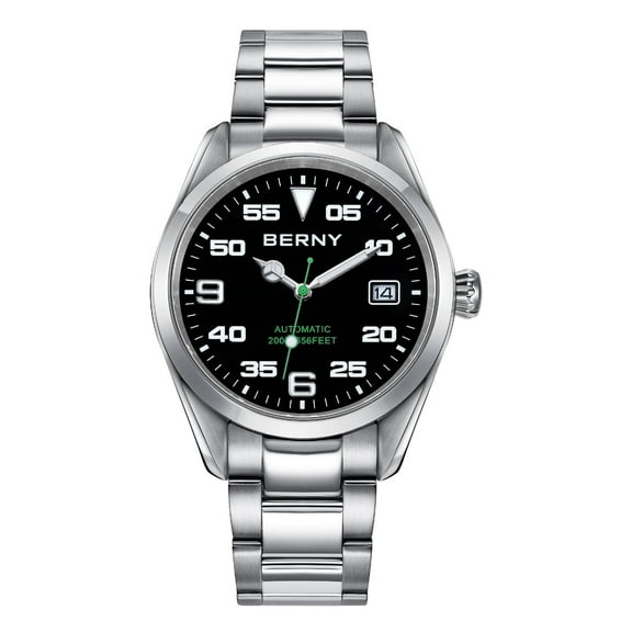 BERNY Automatic Watch for Men Fashion 20ATM Waterproof Stainless Steel Mechanical Wristwatch with Date Calender-Matte Dial