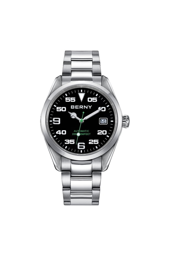 Automatic Watch for Men Fashion 20ATM Waterproof Stainless Steel Mechanical Wristwatch with Date Calender-Matte Dial