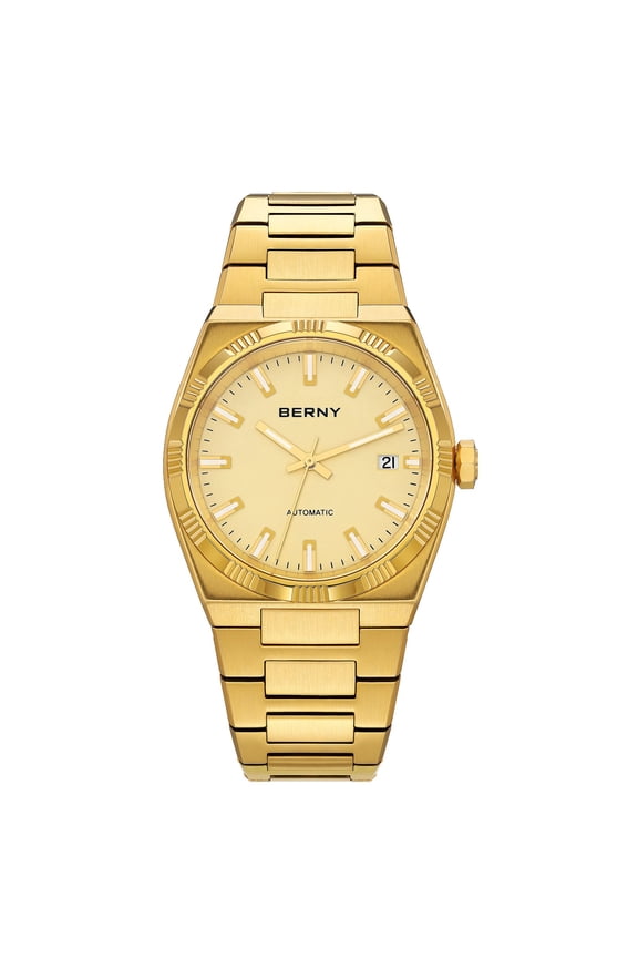 Automatic Watches for Men Luxury Mechanical Wristwatch, 5ATM Waterproof Classic Male Watches with Super Luminous and Date Calendar -Gold Dial