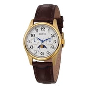 BERNY Dress Watches for Women, MultiFunction Leather Watch with Moon Phase, Day & Date Calendar, Stainless Steel Case, Easy to Read, Waterproof, Ladies Analog Quartz Wrist Watch Gold