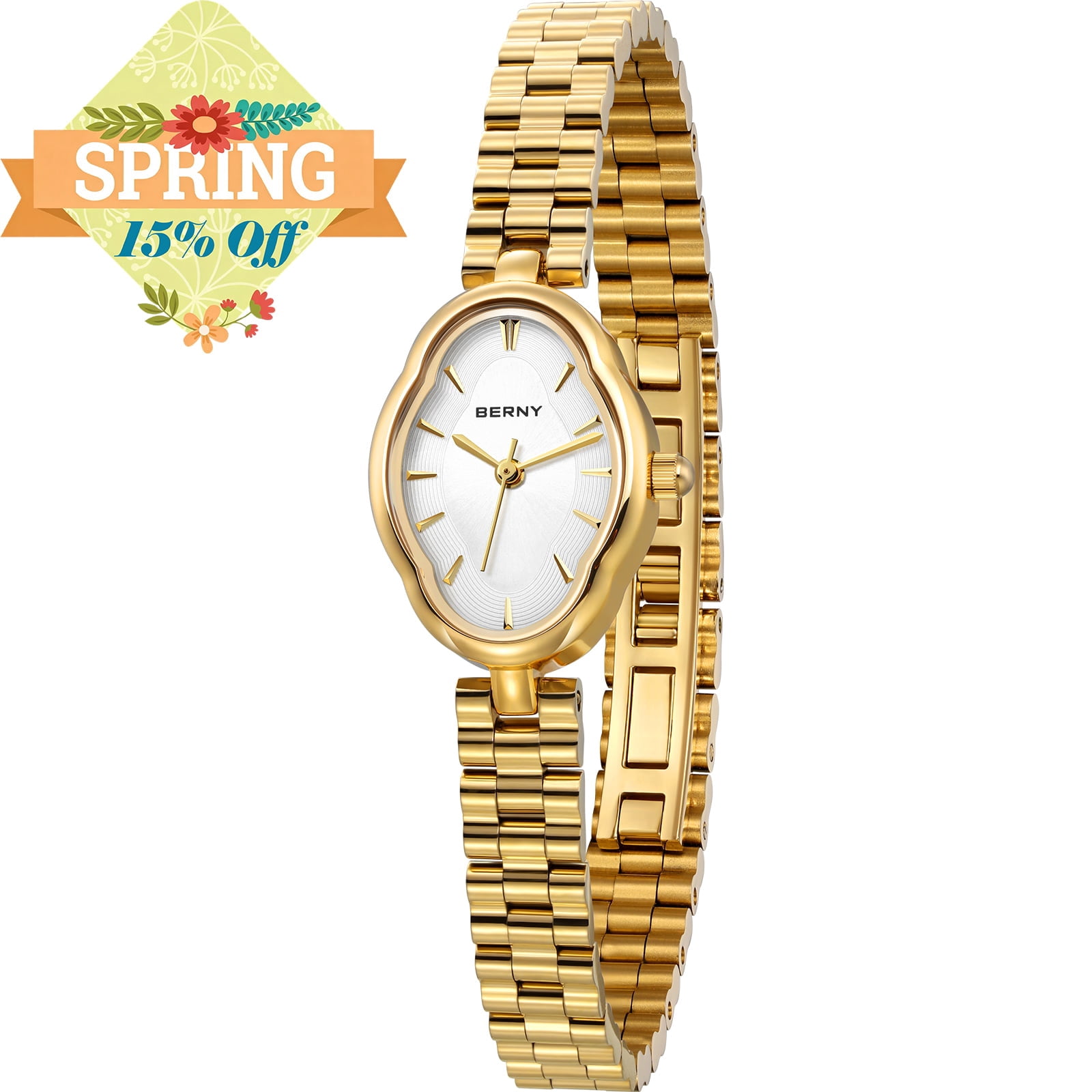 BERNY Small Gold Watches for Women, Dainty Luxury Irregular  display picture 1
