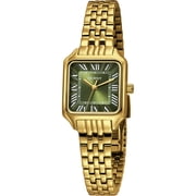 BERNY Gold Watches for Women with Vintage Rectangular Case Roman Dial, Ladies Quartz Wrist Watch, Stainless Steel, Adjustment Tool Included, Waterproof