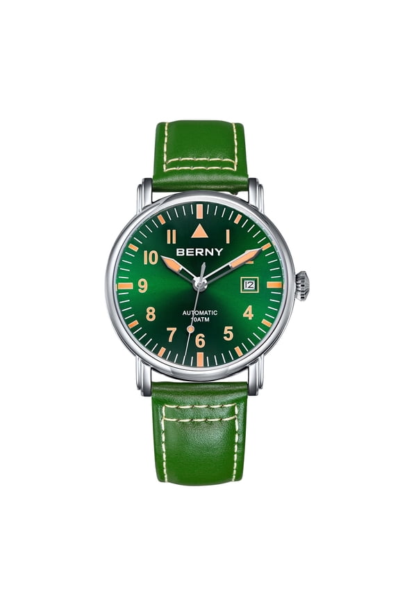 Mechanical Automatic Watch for Men Self Winding Classic Wristwatches with Leather Strap Waterproof 10ATM Sapphire Glass Scratch Resistant Super Luminous