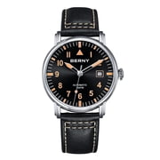 BERNY Mechanical Automatic Watch for Men Self Winding Classic Wristwatches with Leather Strap Waterproof 10ATM Sapphire Glass Scratch Resistant Super Luminous