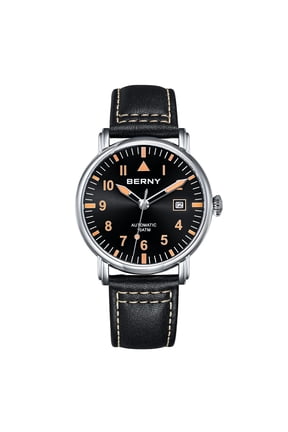 Mechanical Automatic Watch for Men Self Winding Classic Wristwatches with Leather Strap Waterproof 10ATM Sapphire Glass Scratch Resistant Super Luminous