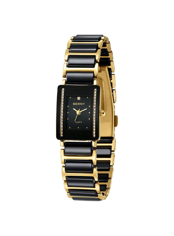 Gold Watches for Women Vintage Luxury Ladies Wristwatch with Fashion Ceramic Band Waterproof Dainty Quartz Women Bracelet Watch