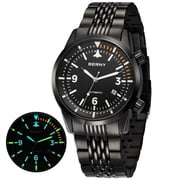 BERNY Automatic Dive Watches for Men, Sport Fashion Mechanical Watch with Date, Sapphire Crystal, Super Luminous, 20ATM Waterproof, Luxury Pilot-Style Mens Diver Watch, Black