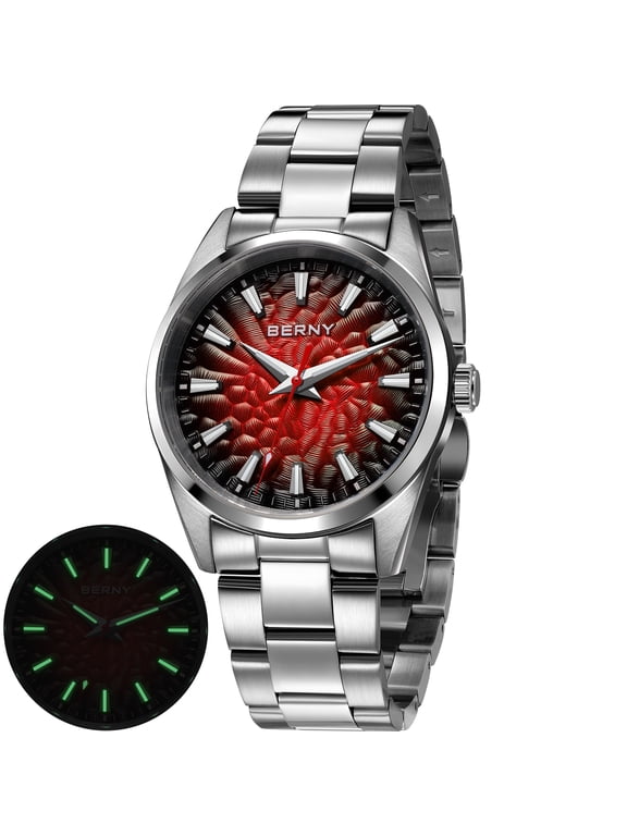 Men's Quartz Watch - Volcanic-Inspired Design, Japanese Movement, 10ATM Waterproof Dress Wristwatch, AR Coating Sapphire Crystal Super Luminous