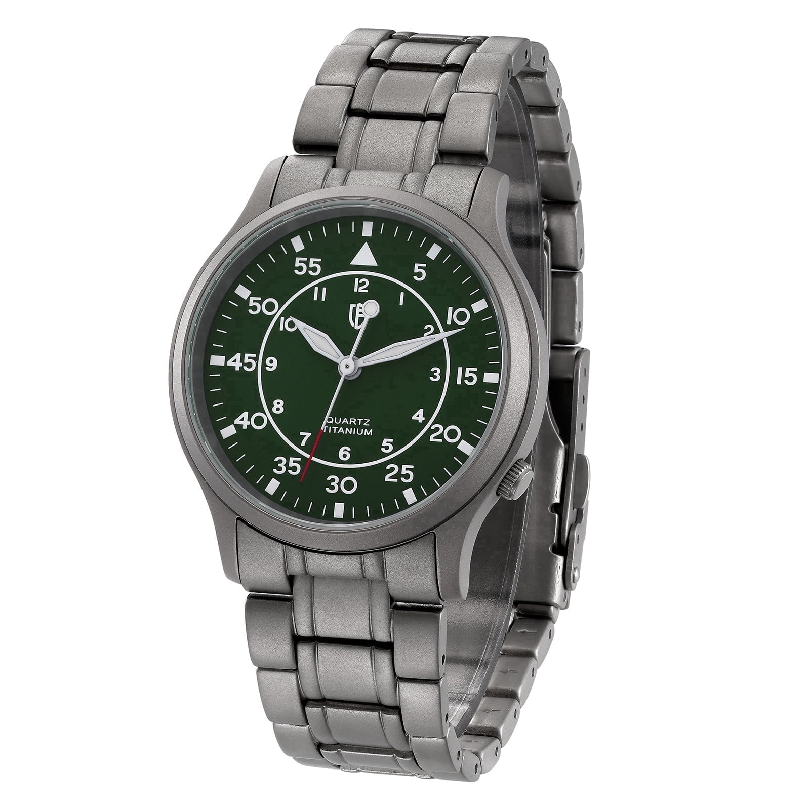 BERNY Titanium Watches for Men, Sport Military Men Watch with Japanese Quartz Movement, Super Luminous, Fashion Men's Field Watch, Casual 5ATM Waterproof Army Wristwatch, Green