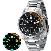 BERNY Automatic Dive Watches for Men, Sport 20ATM Waterproof Analog Mechanical Watch with Date, Super Luminous, Stainless Steel, Sapphire Crystal, Fashion Mens Pro Diver Watch Black