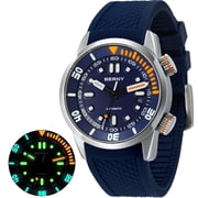 BERNY Automatic Dive Watches for Men, Sport 20ATM Waterproof Analog Mechanical Watch with Date, Super Luminous, Silicone Strap, Stainless Steel, Sapphire Crystal, Mens Pro Diver Watch Blue