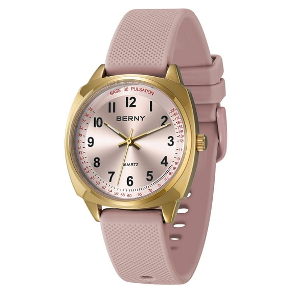 BERNY Nurse Watch for Women Nursing Analog Wrist Watch with Easy Read Dial and Pulse Meter Function Medical Professionals