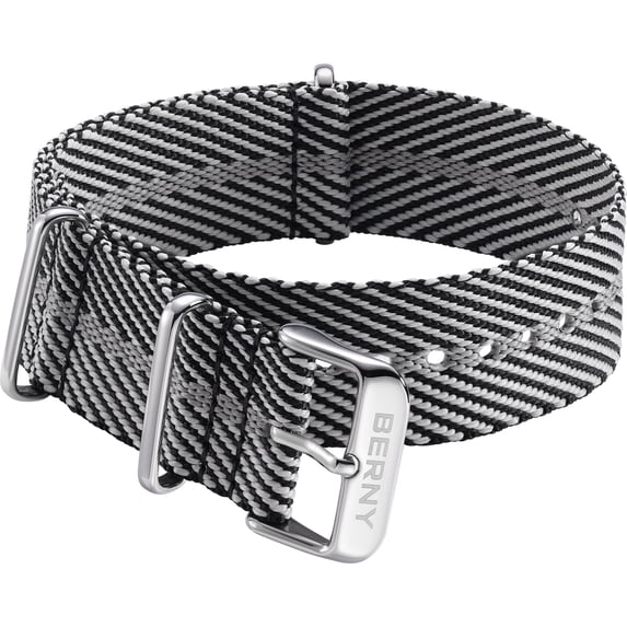 BERNY Nylon Watch Straps, Classic Military NATO Style Multicolor Replacement Watch Bands for Men Women, Stainless Steel Buckle, 20mm 22mm
