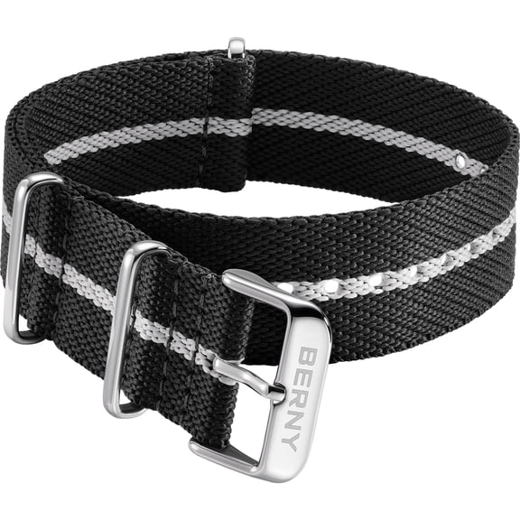 BERNY Nylon Watch Straps, Classic Military NATO Style Multicolor Replacement Watch Bands for Men Women, Stainless Steel Buckle, 20mm 22mm