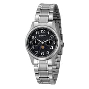BERNY Silver Watch for Women, Fashion Moon Phase Watches with Arabic Numerals Dial, Date Day Calendar, 3ATM Waterproof, Luxury Analog Quartz Women Wristwatch, Black