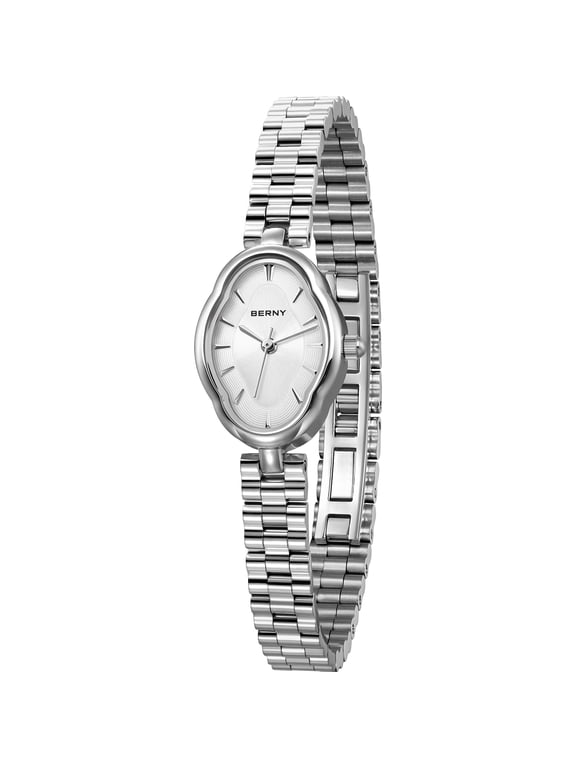 Small Silver Watches for Women Dainty Vintage Ladies Analog Quartz Bracelet Watch, Adjustment Tool Included Stainless Steel Waterproof, Fashion Luxury Womens Wrist Watches Gifts (White)