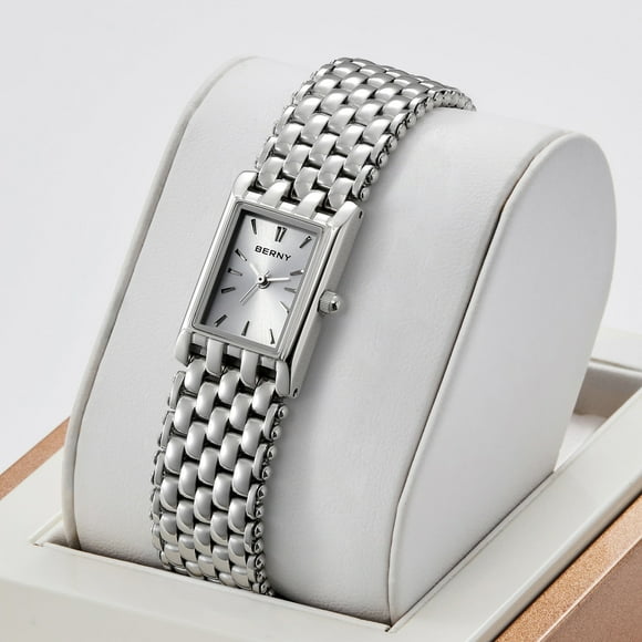 Small Silver Watches for Women, Luxury Dainty Ladies Watches, Rectangular Case, 3ATM Waterproof, Quartz Movement, Stainless Steel Bracelet Women Wristwatch, Silver