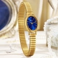 thumbnail image 1 of BERNY Gold Watches for Women, Small Ladies Watches with Oval Case, Expansion Band, Easy Reading Arabic Numeral Dial, 3ATM Waterproof Wristwatch, Blue, 1 of 10
