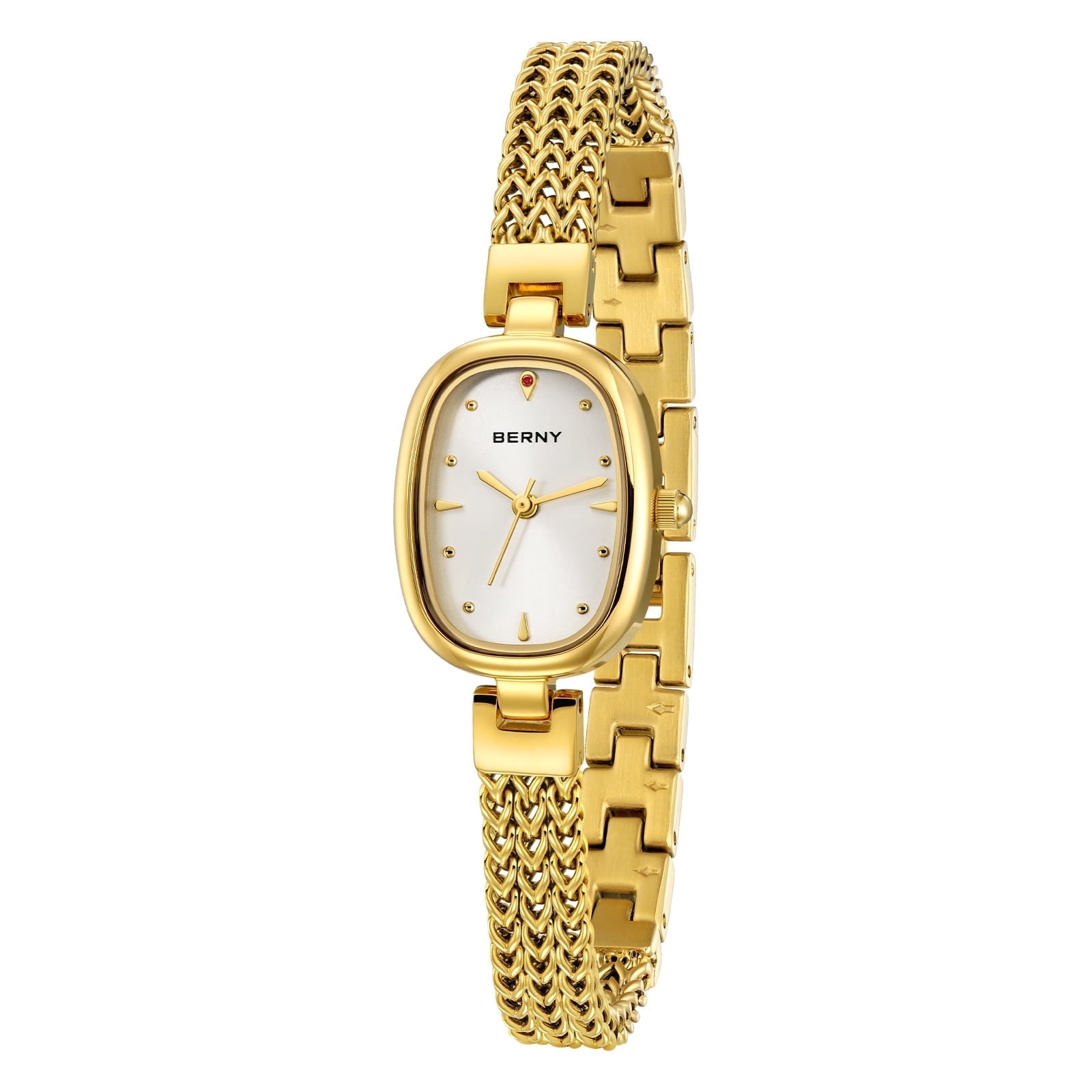 Womens Gold White Analog Quartz Stainless Steel Waterproof Luxury Bracelet Watch Ophelia Mini Two Tone Gold main image 3