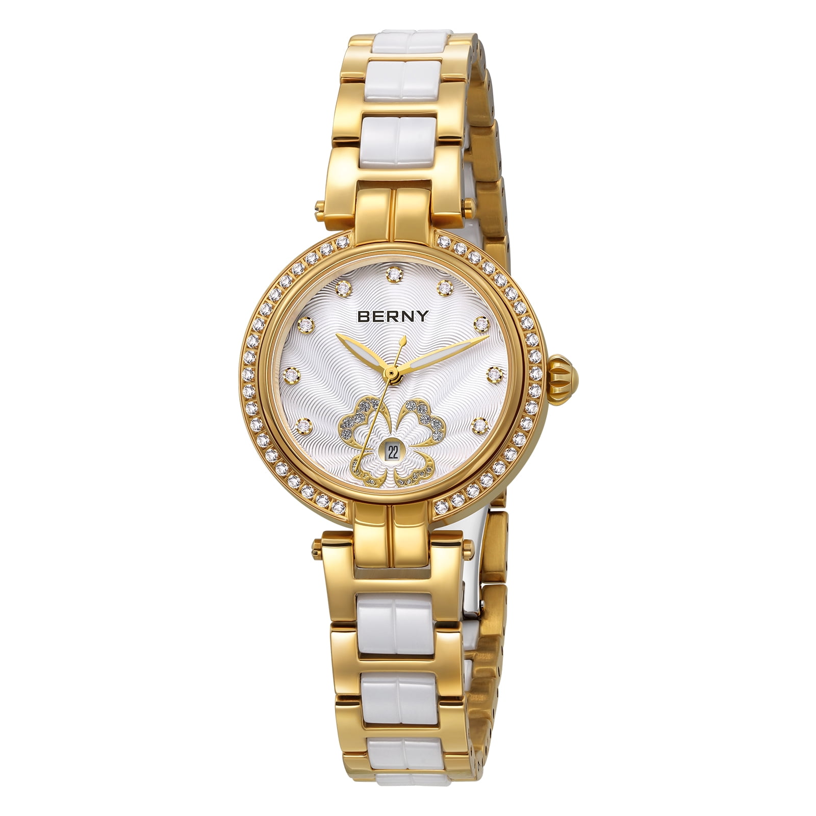 BERNY Small Gold Watches for Women, Dainty Two-Tone Ceramic 