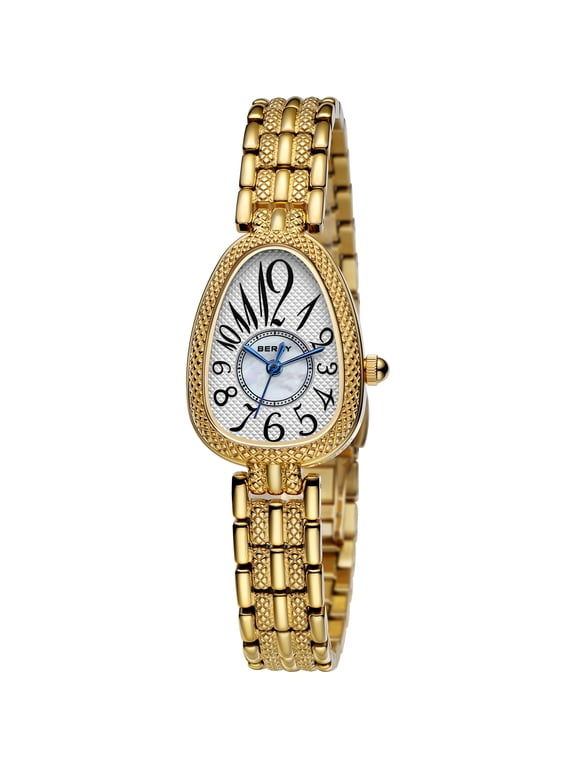 Small Gold Watches for Women Dainty Vintage Snake Bracelet Watch Easy to Read Fashion Stainless Steel Waterproof Luxury Ladies Analog Quartz Watch Gifts (White)