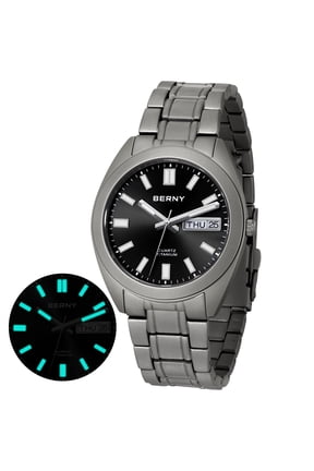 Titanium Watch for Men, Sport Men's Field Watch, Military Analog Quartz Watch with Date, Japanese Quartz Movement, Super Luminous, 10ATM Waterproof Army Wristwatch, Black
