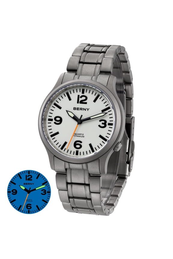 Watches for Men Military Sport Titanium Field Watch with Sapphire Crystal Luminous Fashion Analog Quartz Watch Easy to Read 50M Waterproof Army Tactical Casual Wristwatch (White)