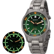 BERNY Automatic Dive Watches for Men, Sport Casual 20ATM Waterproof Titanium Watch with Date, Super Luminous, Sapphire Crystal, Fashion Mens Analog Mechanical Wristwatch Green