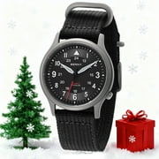 BERNY Titanium Watches for Men, Japanese Quartz Movement Men's Field Watch, 5ATM Waterproof Military Wristwatch for Men, Analog Sport Watches, Black