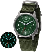 BERNY Titanium Watches for Men, Japanese Quartz Movement Mens Field Watch, 5ATM Waterproof Military Wristwatch for Men, Analog Sport Watches, Green