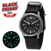 BERNY Titanium Watches for Men, Japanese Quartz Movement Men's Field Watch, 5ATM Waterproof Military Wristwatch for Men, Analog Sport Watches, Black