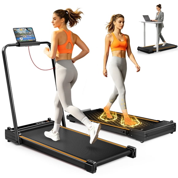 BEROCA Walking Pad with Handle Bar Compact Treadmill for Home Small 4 in 1 Portable Treadmill with Foot Massage 3.0HP Compact Treadmill with APP, Remote Control, LED Display, 6.0 MPH 300LB Capacity