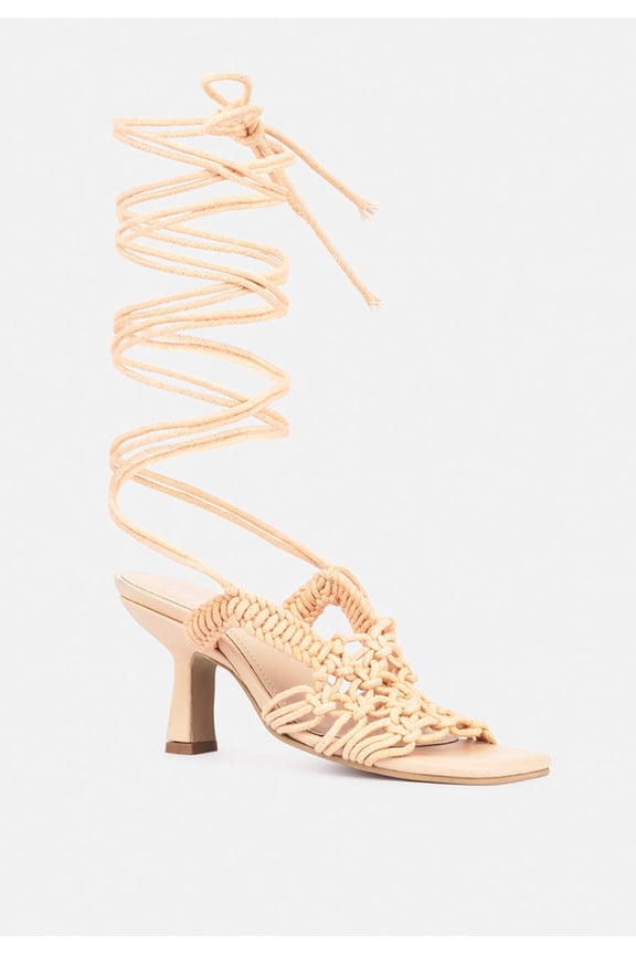 BEROE Latte Braided Handcrafted Lace Up Sandal