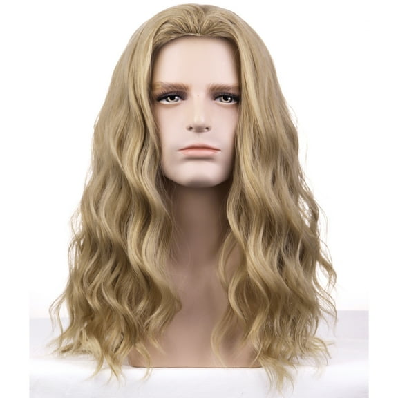 BERON Ash Blonde Medium Curly Wig for men Heat Resistant Natural Looking Hair Wig for Party Cosplay