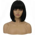 thumbnail image 1 of BERON Black Short Wigs Straight Bob Hair Wigs with Bangs for Women Synthetic Daily Use Wig, 1 of 1