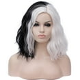 thumbnail image 1 of BERON Black White Short Wigs Women Girls Curly Wavy Hair Wig 14" Body Bob Cosplay Party or Daily Use Wigs, 1 of 4