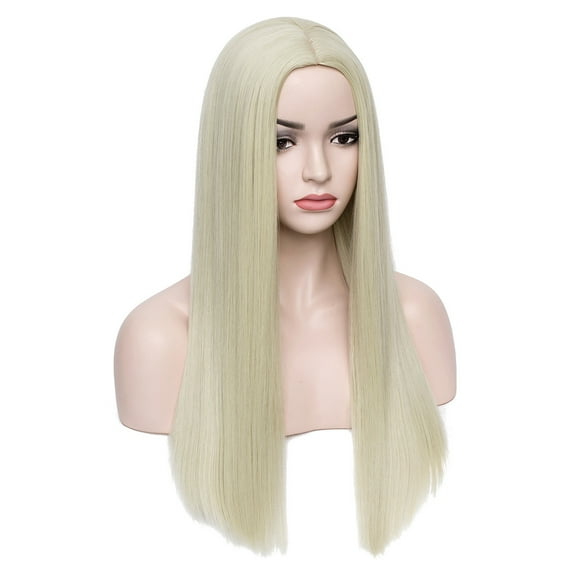 BERON Blonde Long Straight Wigs Charming Women Girls Middle Part Wigs Heat Resistant Synthetic Hair Wigs