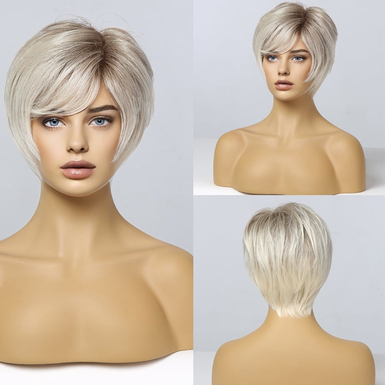 NEW Short Ombre Blonde Bob Heat Resistant Wig Short Ombre Blonde Bob Wig, Platinum Wigs, Straight  main image 4