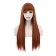 thumbnail image 1 of BERON Dark Orange Wigs Straight Long Hair Wigs with Bangs Women Fashion Heat Resistant Synthetic Natural Looking Wig, 1 of 1