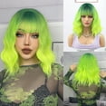 thumbnail image 1 of BERON Green Ombre Wigs Short Curly Bob Wig with Bangs Wavy Hair Wigs 14 Inches Women's Synthetic Wigs Daily Party Use, 1 of 5