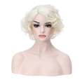thumbnail image 1 of BERON Light Blonde Short Wigs Women Girls Curly Bob Hair Wig Synthetic Body Bob Wigs, 1 of 3