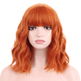 thumbnail image 1 of BERON Orange Wigs Short Curly Bob Wig with Bangs Wavy Hair Wigs 14 Inches Women's Synthetic Wigs Daily Party Use, 1 of 1