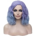 thumbnail image 1 of BERON Purple Ombre Blue Short Curly Wave Wigs for Women Girls Shoulder Length Synthetic Wig Halloween Costume Party with Cap Included, 1 of 1