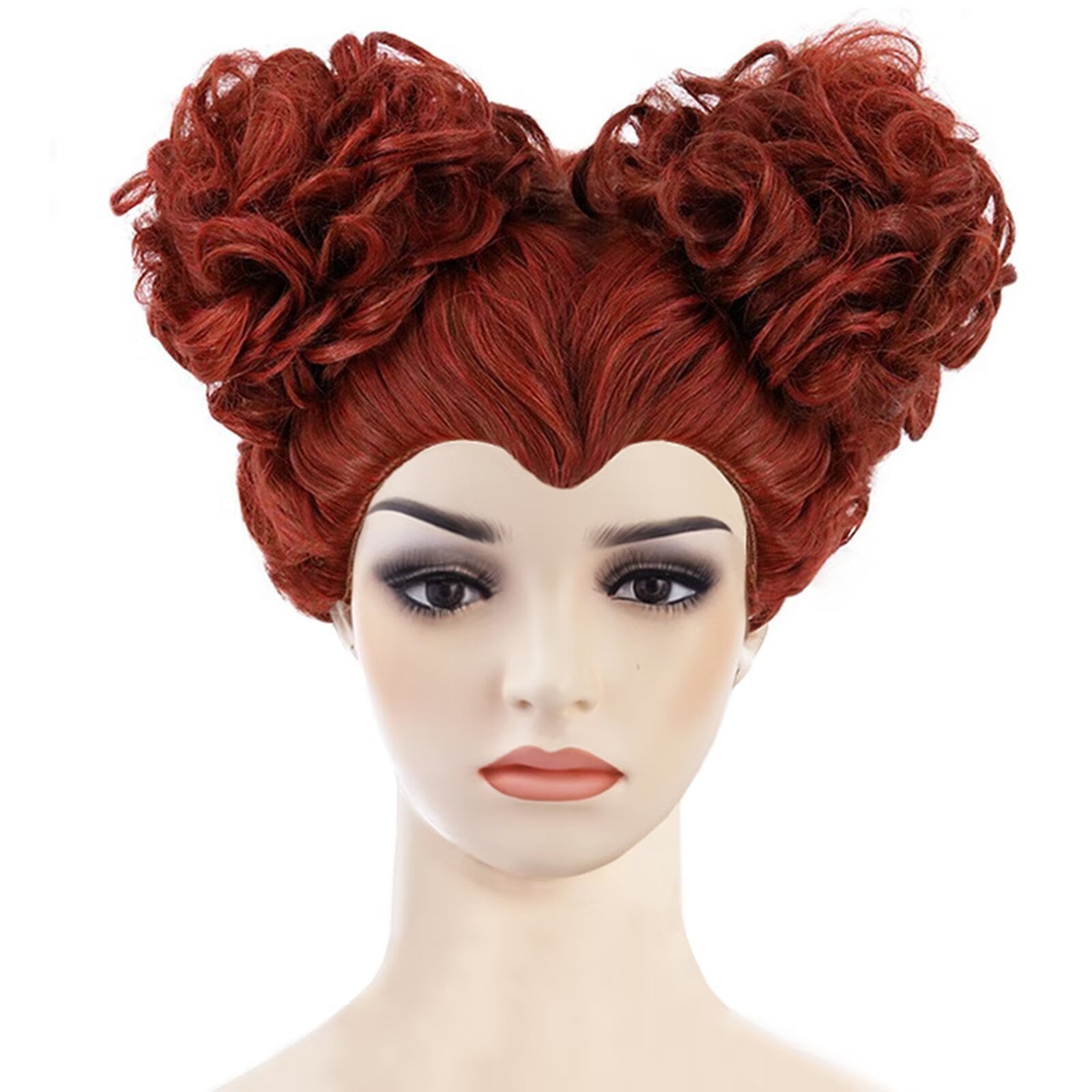 BERON Red Brown Short Curly Bob Wigfor Women Girls Heat Resistant Synthetic Wigs for Halloween Cosplay or Party