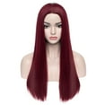 thumbnail image 1 of BERON Wine Red Long Straight Wigs Charming Women Girls Middle Part Wigs Heat Resistant Synthetic Hair Wigs, 1 of 1
