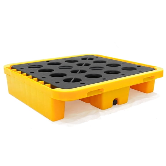 BERPET 1-Drum Spill Containment Pallet, HDPE Spill Tray with Drain Plug, Removable Grate, 13 Gallon Sump
