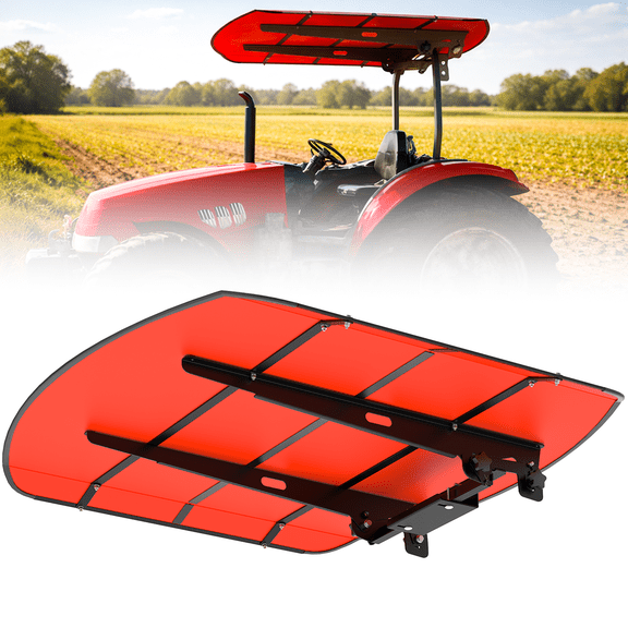 BERPET Tractor Canopy for ROPS 53" x 53" - Red - Heavy Duty UV-Resistant Shade Roof for Tractors & Mowers - Fits 2" x 3" ROPS Frames