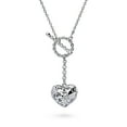 thumbnail image 1 of BERRICLE Cubic Zirconia CZ Fashion Toggle Lariat Necklace for Women, Rhodium Plated Base Metal, 1 of 5