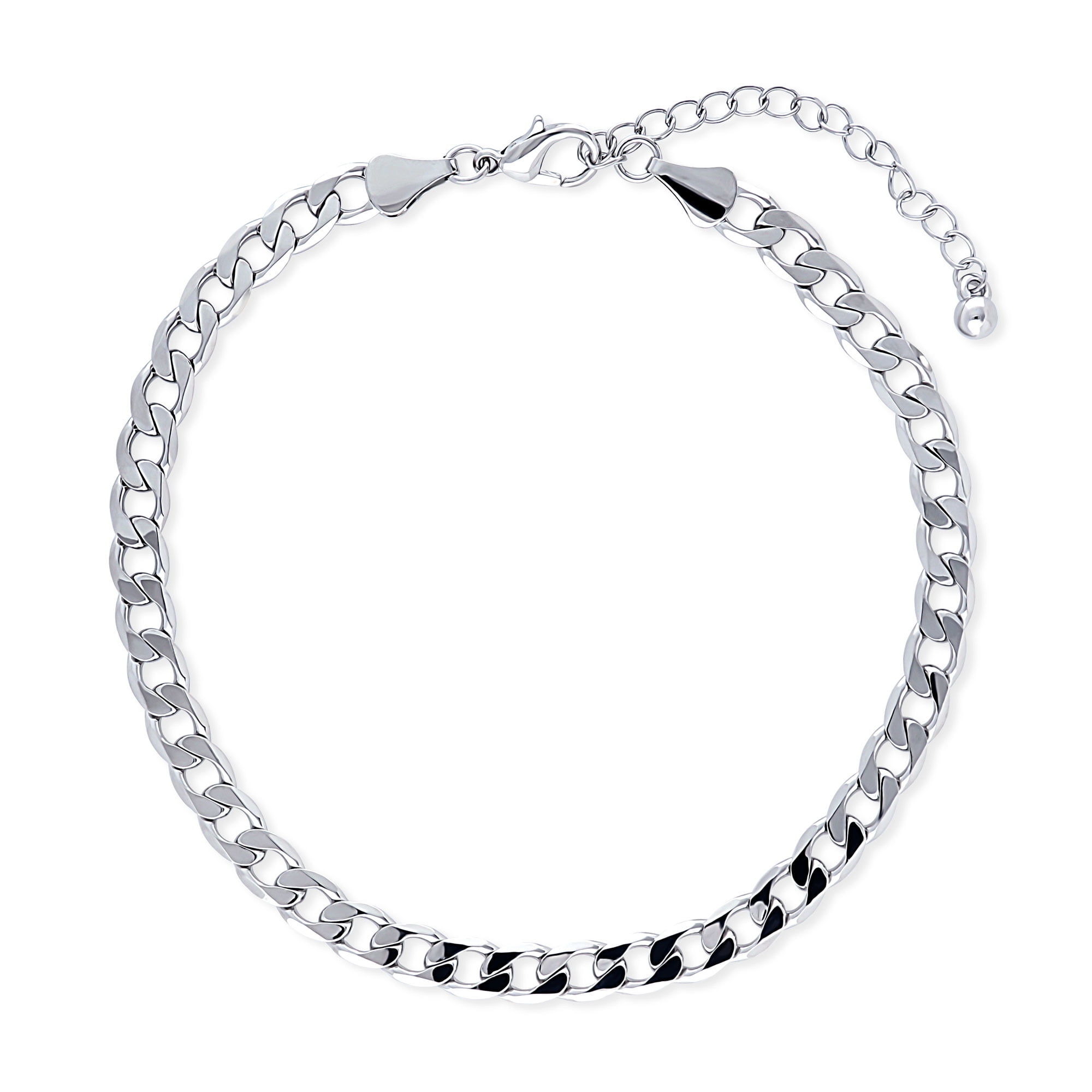 BERRICLE Curb Chain Anklet Ankle Bracelet for Women, Silver-Tone