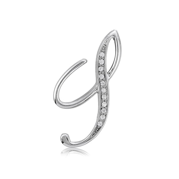 BERRICLE Initial Letter 'S' Fashion Brooch Pin for Women, Silver-Tone
